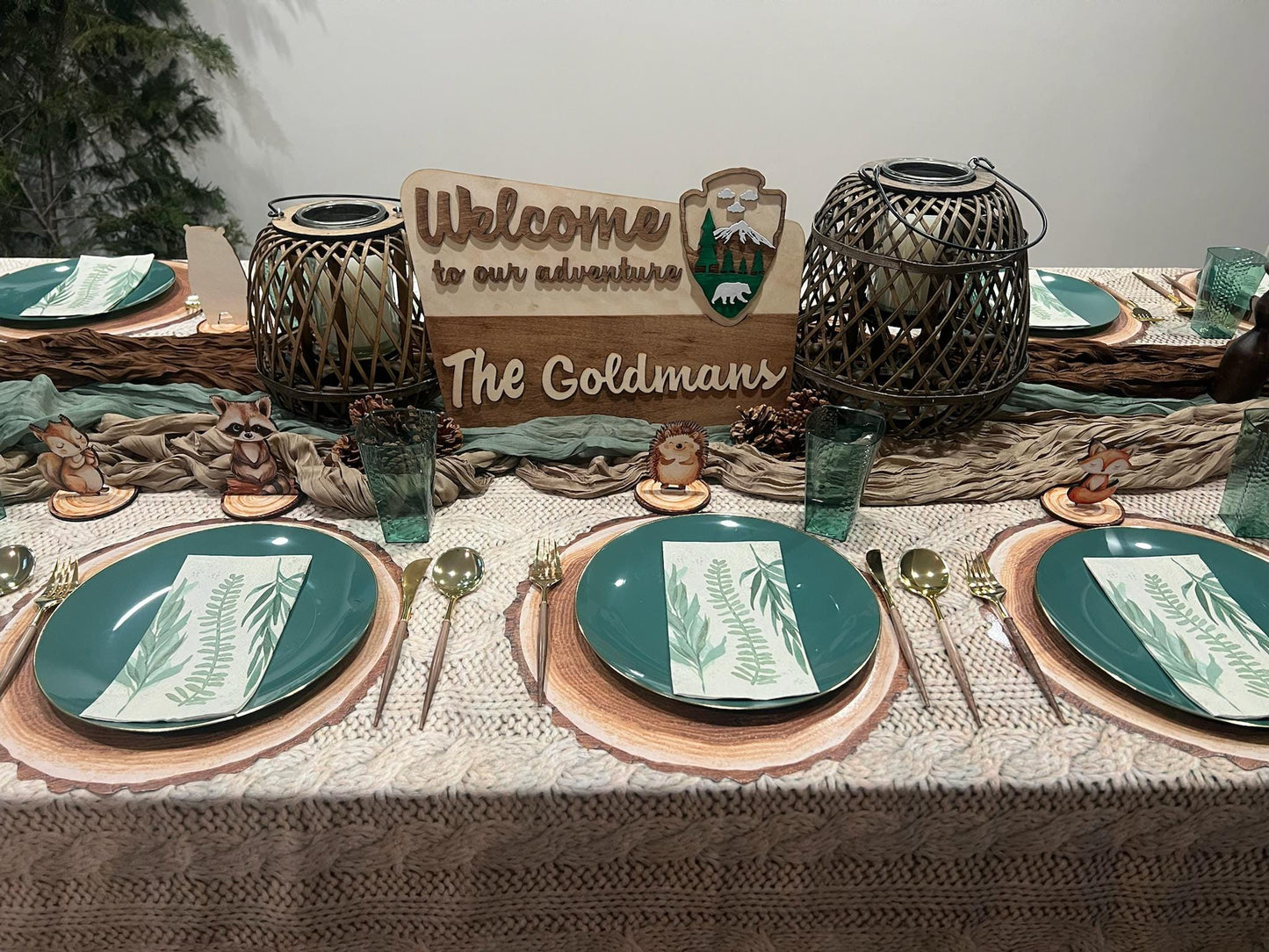 Custom Engraved Wood Family Sign: Rustic Cabin Decor, Camping Theme