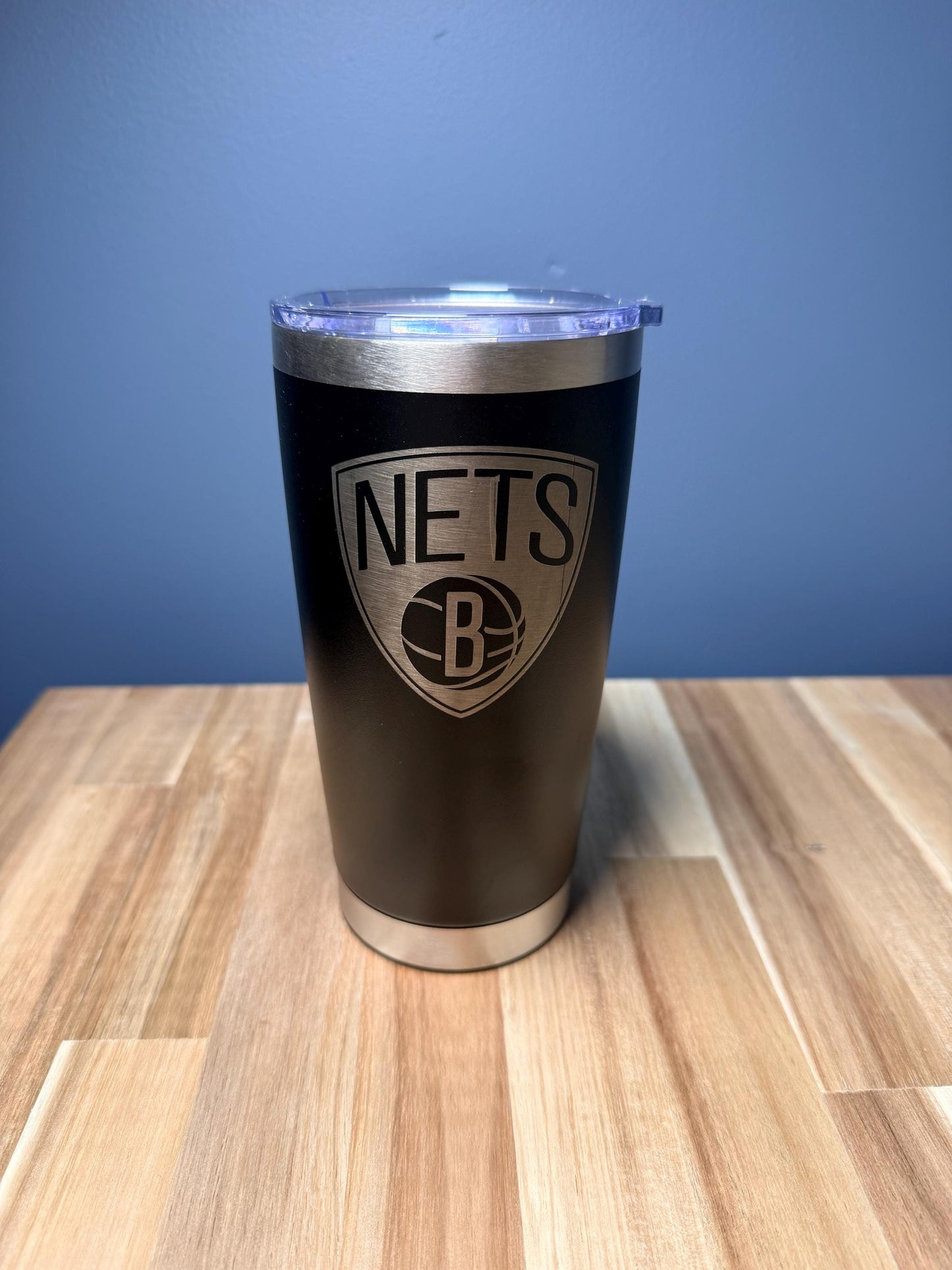 Black Brooklyn Nets Tumbler Laser Engraved Stainless Steel Cup, NBA Team Gift, Basketball Fan Mug, Custom Sports Drinkware