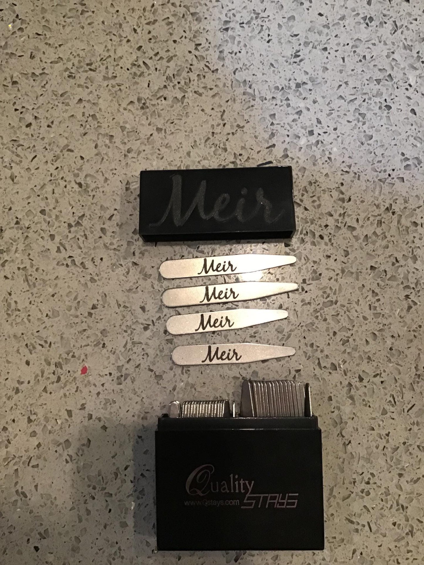 Custom Engraved Metal Collar Stays - Wedding, Anniversary, Groom Gift (50 Pieces)