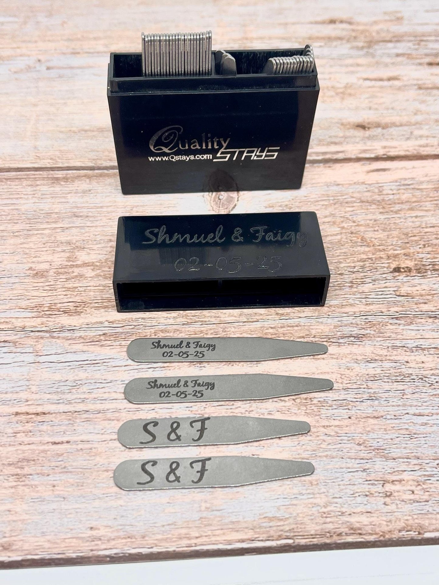 Custom Engraved Metal Collar Stays - Wedding, Anniversary, Groom Gift (50 Pieces)