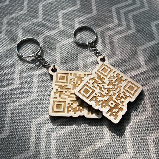 Custom Engraved QR Code Keychain - QR Code Keychain - custom qr sign - qr code - personalized qr code - engraved qr code - wood qr code
