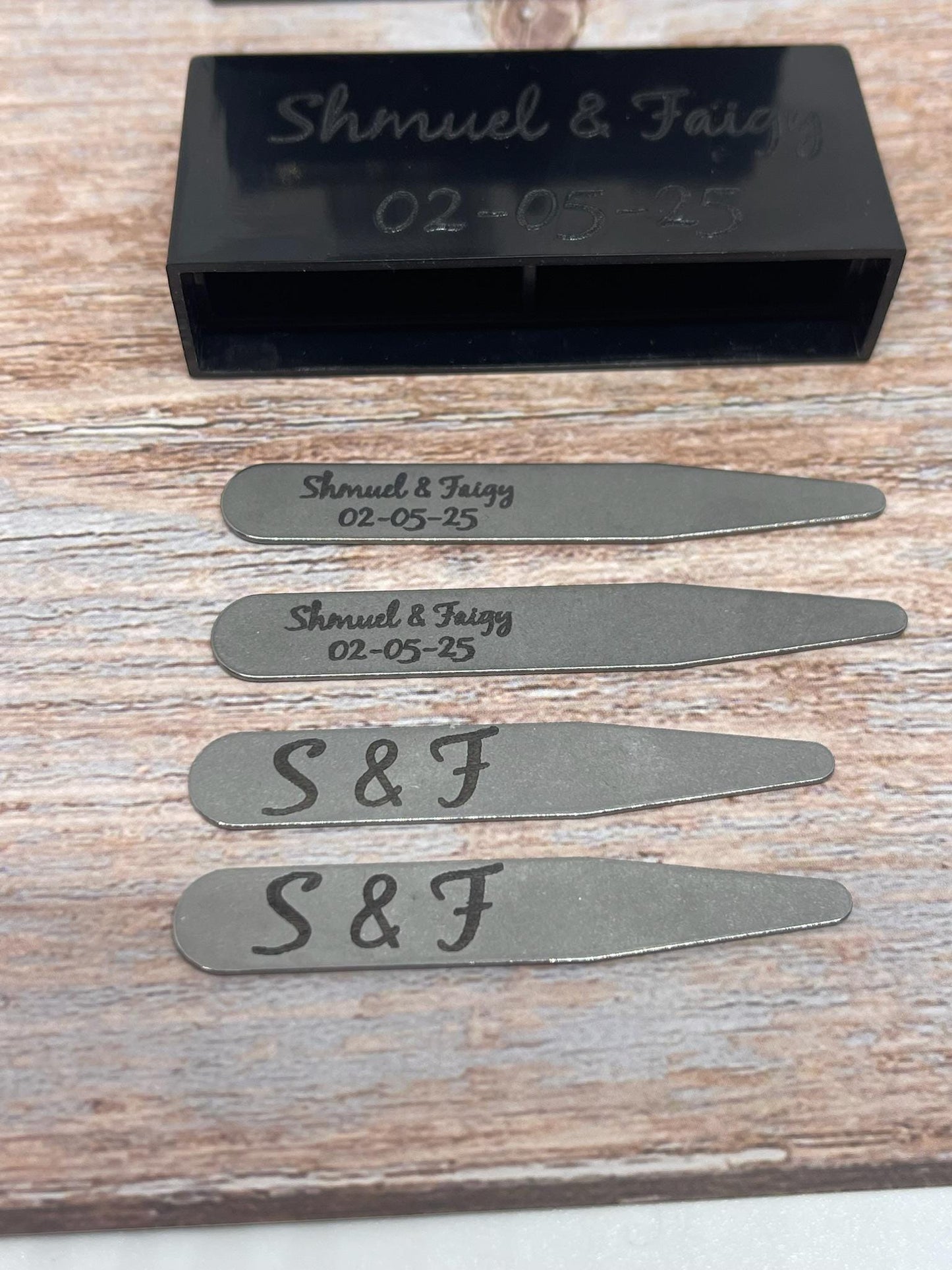 Custom Engraved Metal Collar Stays - Wedding, Anniversary, Groom Gift (50 Pieces)