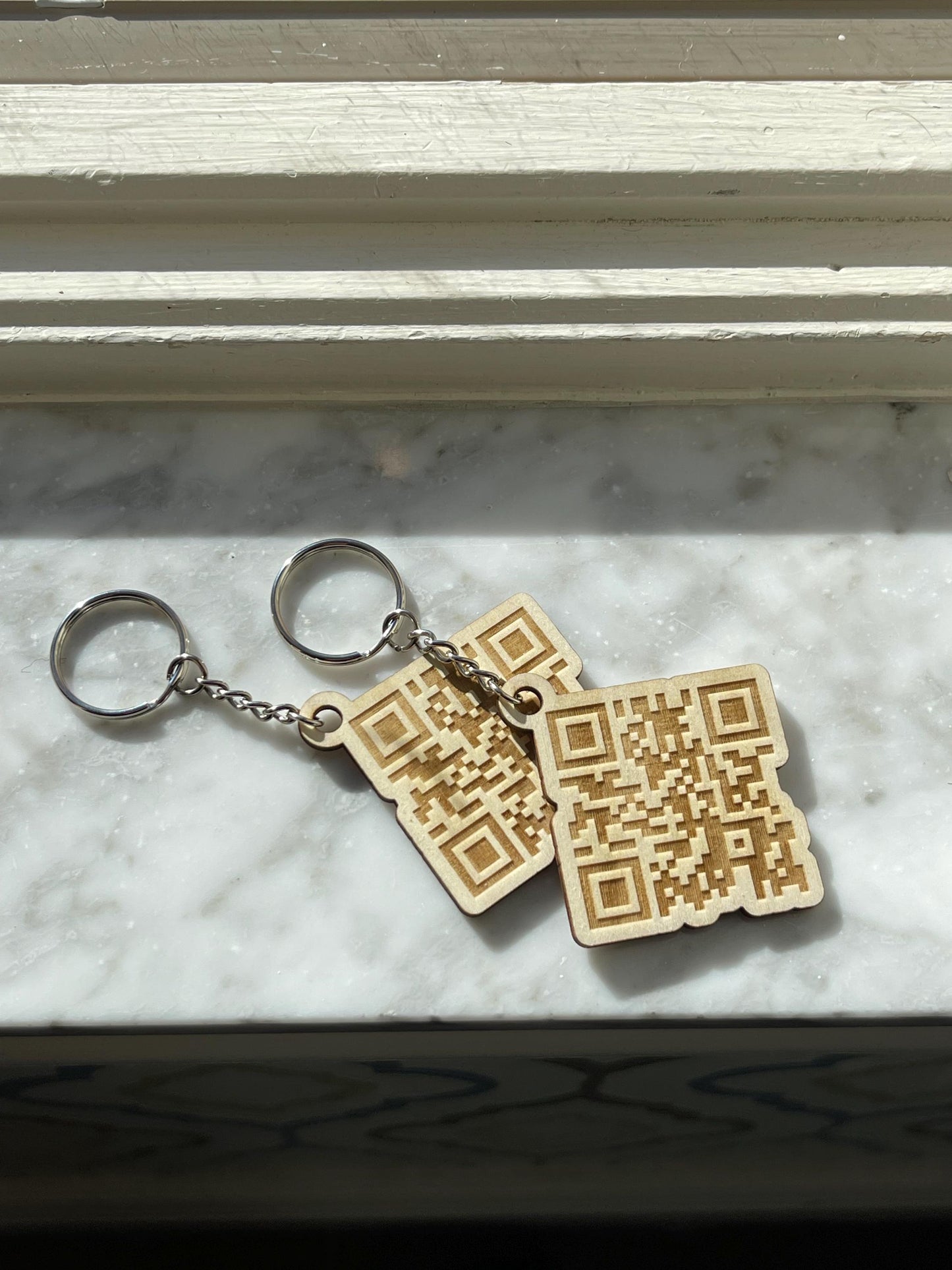 Custom Engraved QR Code Keychain - QR Code Keychain - custom qr sign - qr code - personalized qr code - engraved qr code - wood qr code