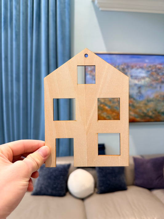Wood House Picture Frame – Classroom & Preschool Display (3mm Basswood)