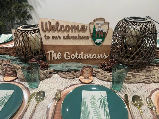 Custom Engraved Wood Family Sign: Rustic Cabin Decor, Camping Theme