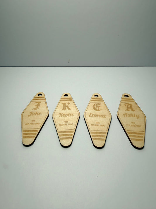 Custom Laser Engraved Wood Keychain – Personalized Name & Phone Number