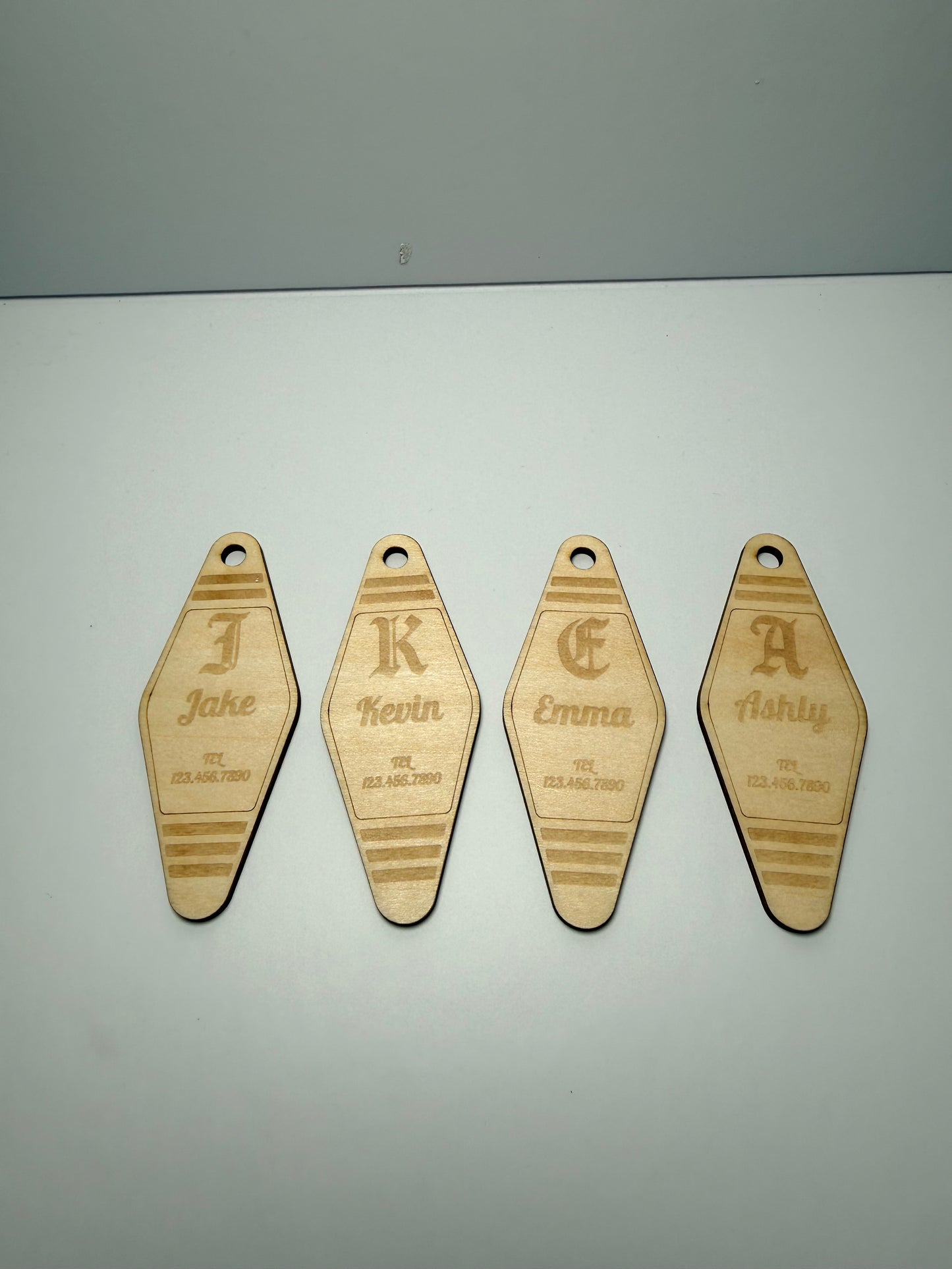 Custom Laser Engraved Wood Keychain – Personalized Name & Phone Number
