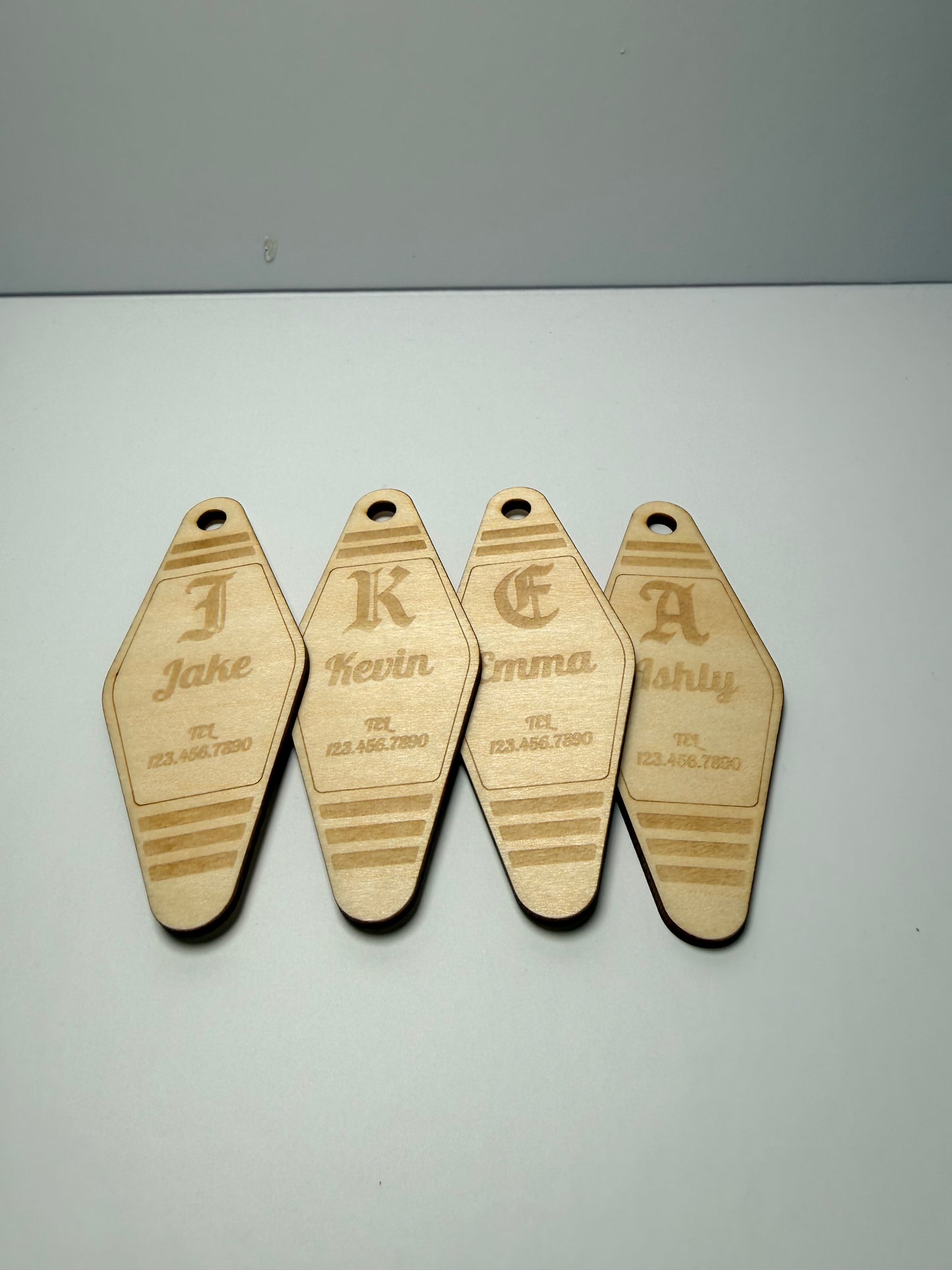 Custom Laser Engraved Wood Keychain – Personalized Name & Phone Number
