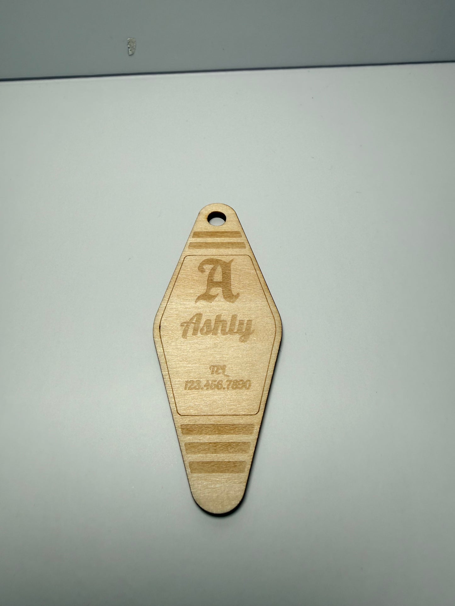 Custom Laser Engraved Wood Keychain – Personalized Name & Phone Number