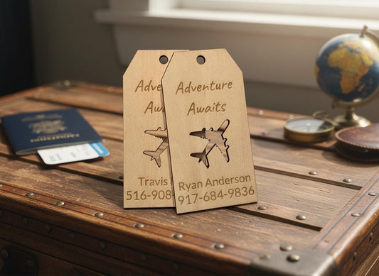 Custom Engraved Wood Luggage Tag: Personalized Travel Accessory