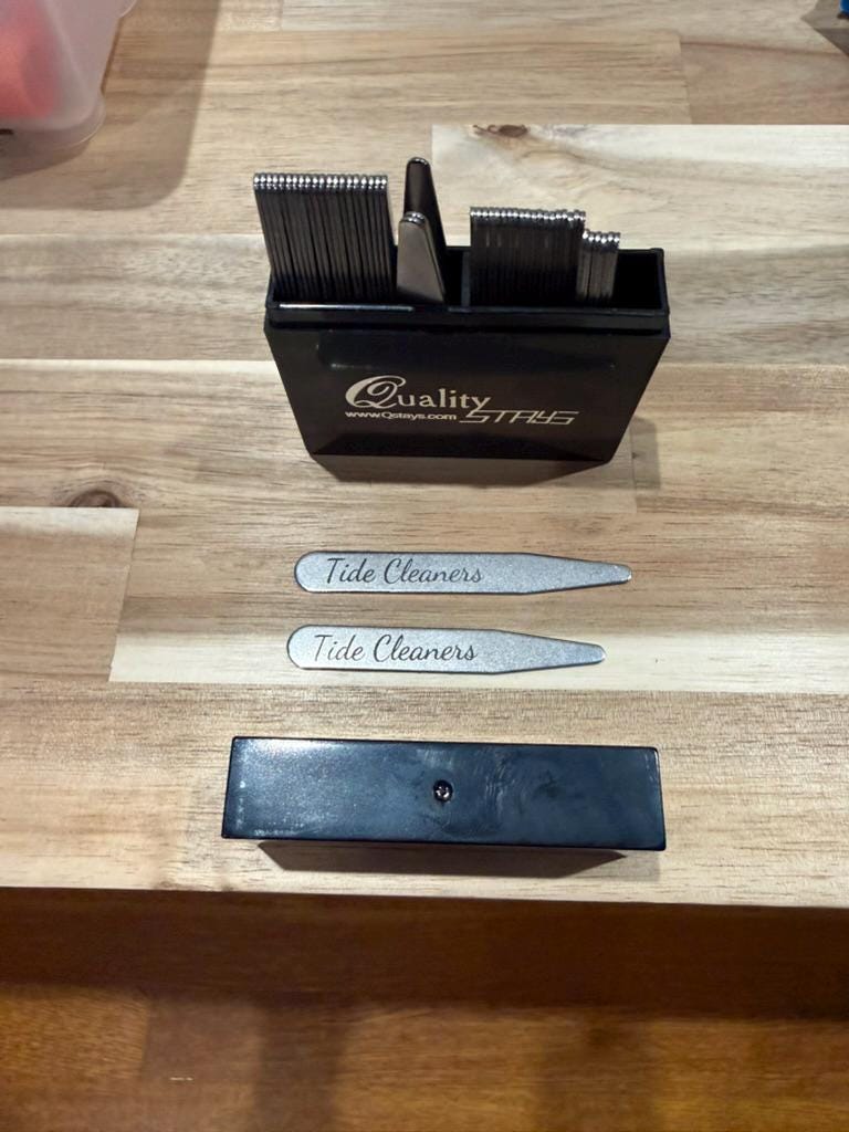 Custom Engraved Metal Collar Stays - Wedding, Anniversary, Groom Gift (50 Pieces)