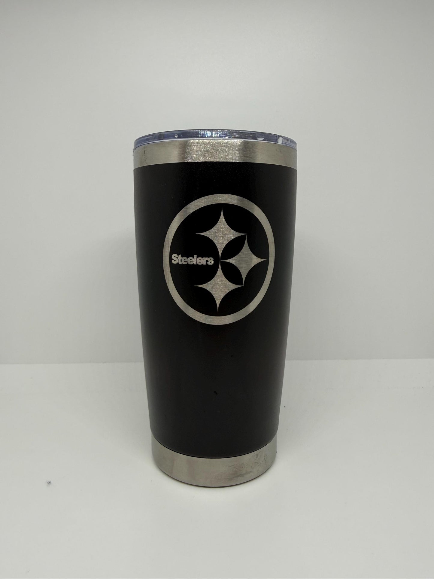 Steelers Tumbler: Laser Engraved Stainless Steel Travel Mug