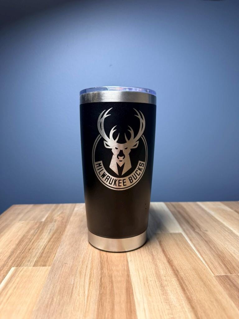 Milwaukee Bucks Tumbler  Laser Engraved Stainless Steel Cup, NBA Team Gift, Basketball Fan Mug, Custom Sports Drinkware