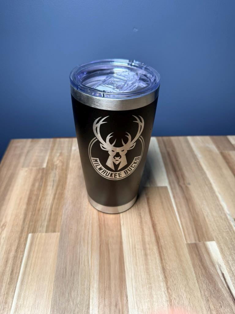 Milwaukee Bucks Tumbler  Laser Engraved Stainless Steel Cup, NBA Team Gift, Basketball Fan Mug, Custom Sports Drinkware