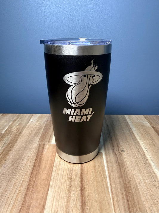 Miami Heat Tumbler | Laser Engraved NBA Team Cup | Stainless Steel Sports Travel Mug | Heat Fan Gift by LYCustomEngraving