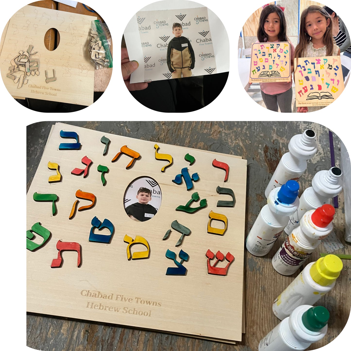 Custom Aleph Beis Learning Board with Photo Insert – 3mm Basswood